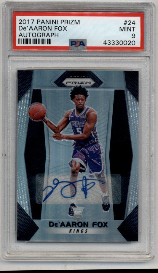 De'Aaron Fox 2017-18 Prizm Auto #24 PSA 9 Mint