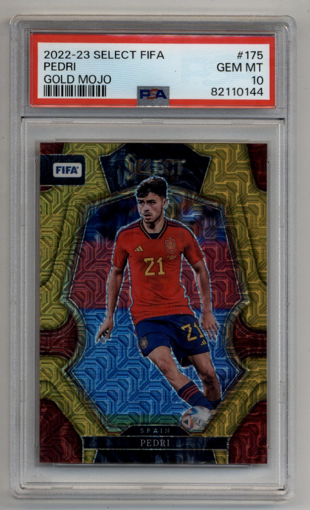 Pedri 2022-23 Select FIFA Gold Mojo 08/10 PSA 10 Gem Mint