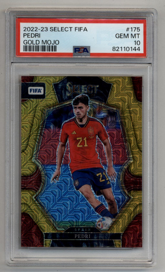 Pedri 2022-23 Select FIFA Gold Mojo 08/10 PSA 10 Gem Mint