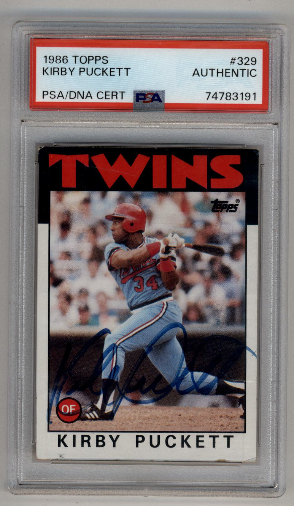 Kirby Puckett 1986 Topps #329 Auto PSA  Authentic