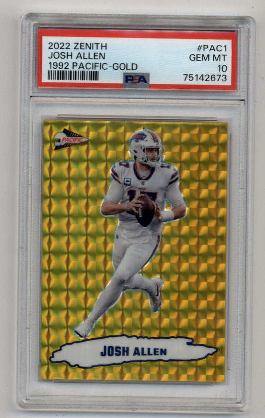 Josh Allen 2022 Zenith 1992 Pacific Gold 02/10 PSA 10 Gem Mint