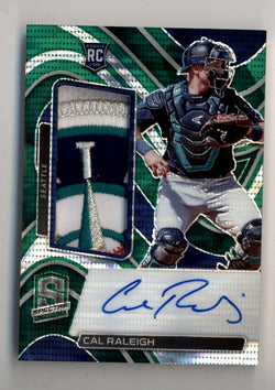 Cal Raleigh 2022 Panini Chronicles Spectra Green #109 Patch Auto 3/5