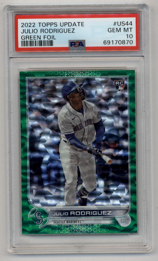 Julio Rodriguez 2022 Topps Update Green Foil #US44 385/499 PSA 10 Gem Mint