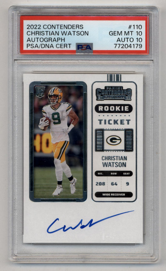 Christian Watson 2022 Contenders Auto PSA 10 Gem Mint Auto 10