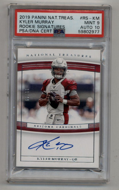 Kyler Murray 2019 National Treasures Rookie Auto 11/99 PSA 9 Mint Auto 10