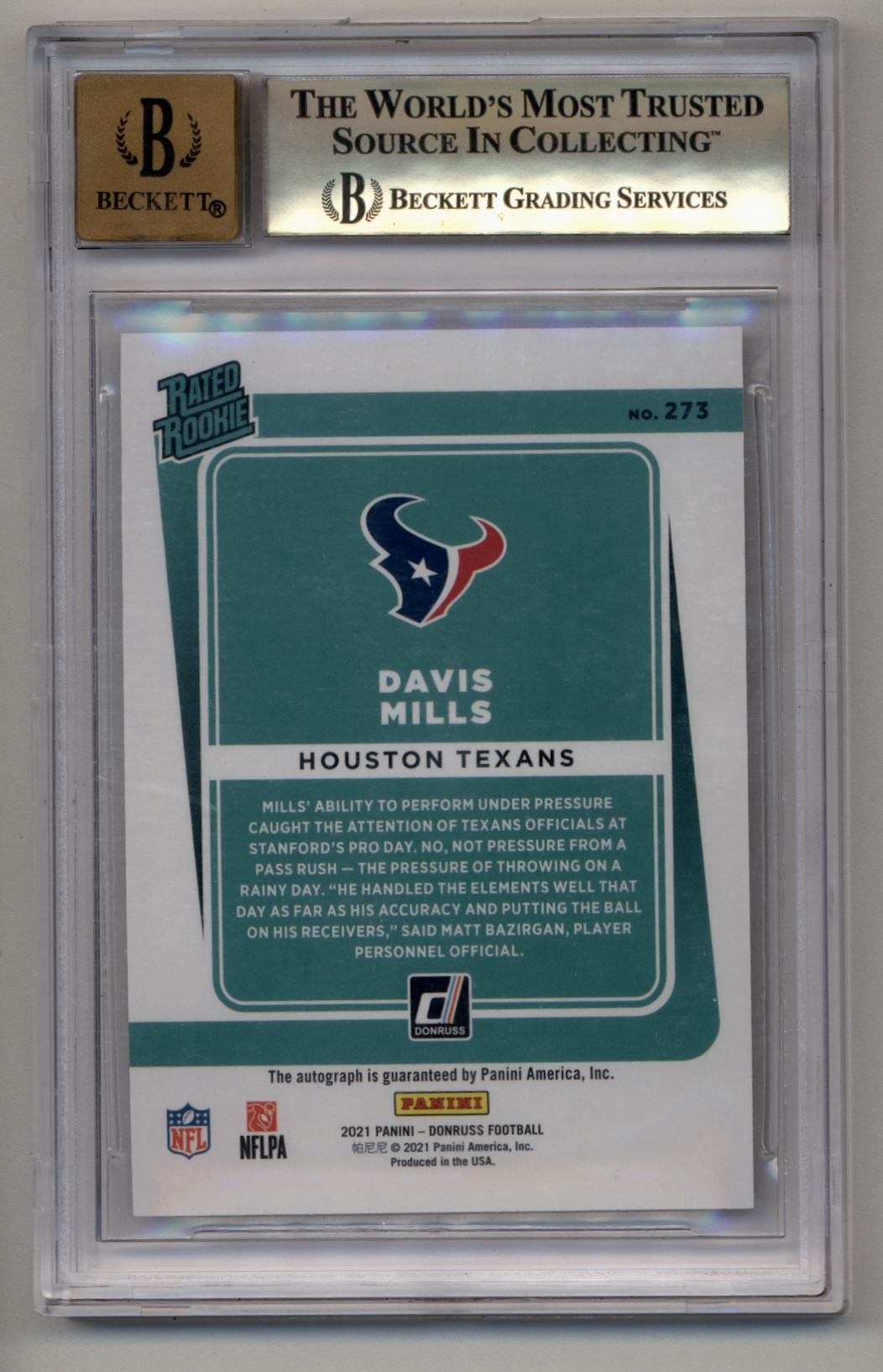 Davis Mills 2021 Donruss Rated Rookies Auto Bronze #273 BGS 9.5 Gem Mint