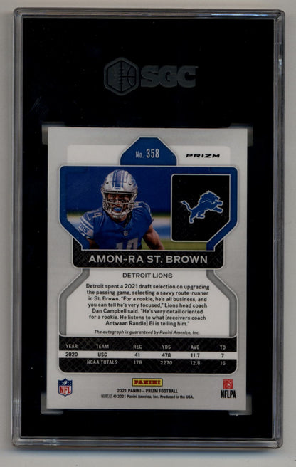 Amon-ra St.Brown 2021 Prizm Rookie Auto #358 SGC 9.5 Gem Mint Auto 10