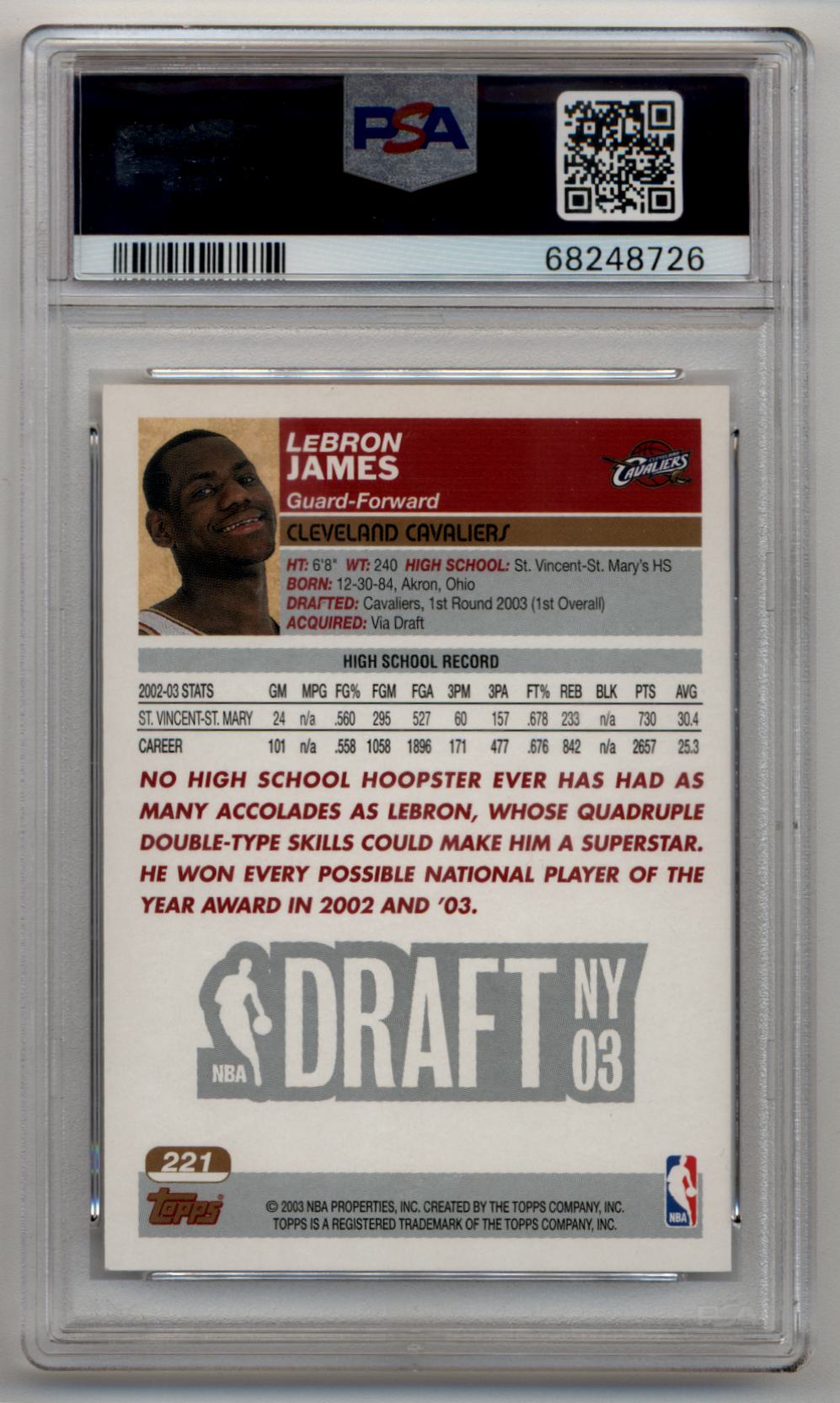 topps 221 lebron james