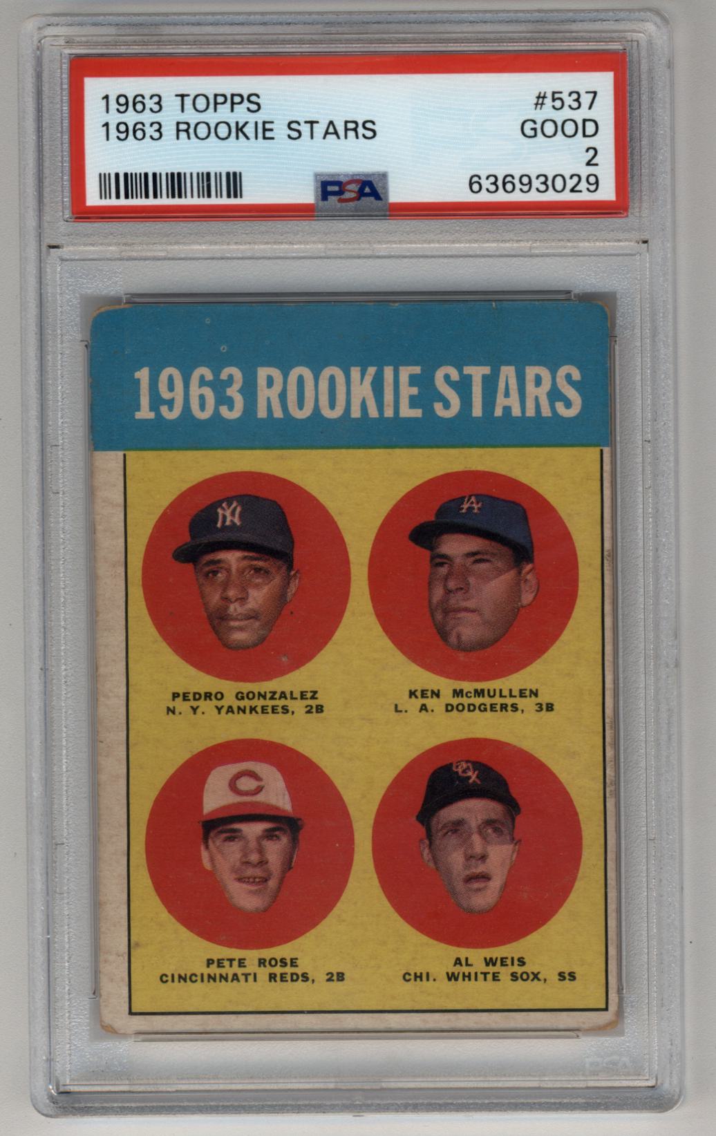 Pete Rose 1963 Topps Rookie Stars #537 PSA 2 Good
