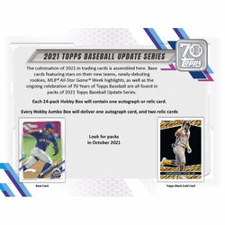 2021 Topps Update Series Baseball Hobby Jumbo Box -6 Box Case