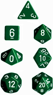 Chessex Polyhedral 7-Die Set Green/White