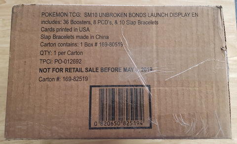 Pokemon Sun and Moon Unbroken Bonds Launch Display Box